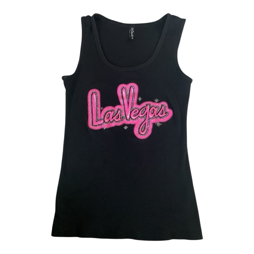 La Camilla “Las Vegas” Pink Appliqué Tank Top Size M